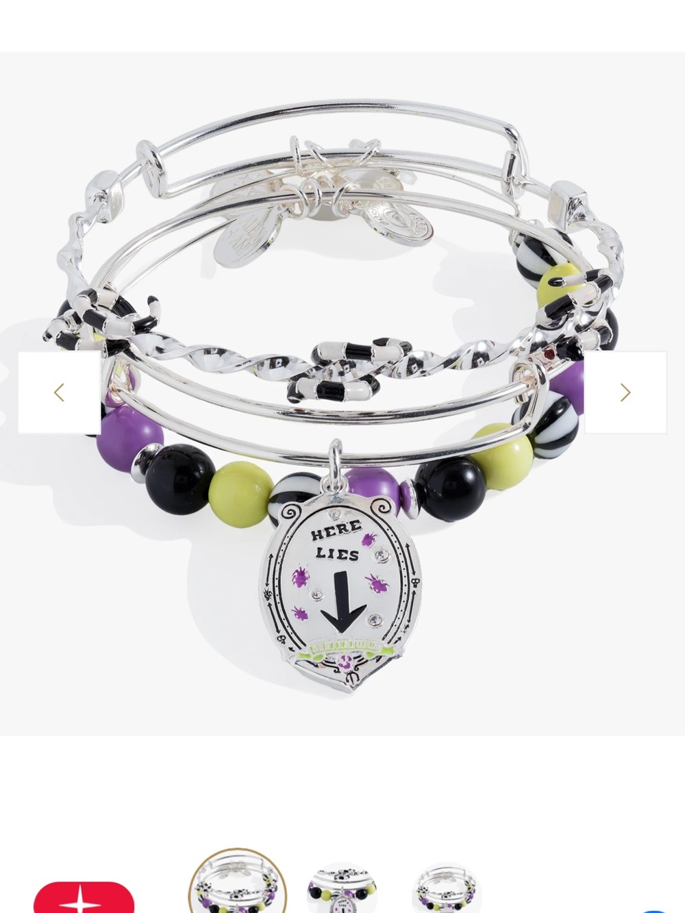 Alex and Ani Silver-Tone Stackable Bracelet Set with Purple, Black & Lime